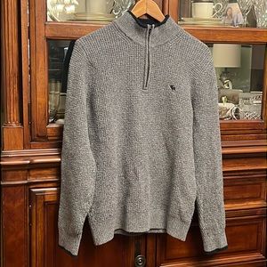 Waffle knit quarter zip sweater